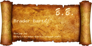 Brader Bartó névjegykártya